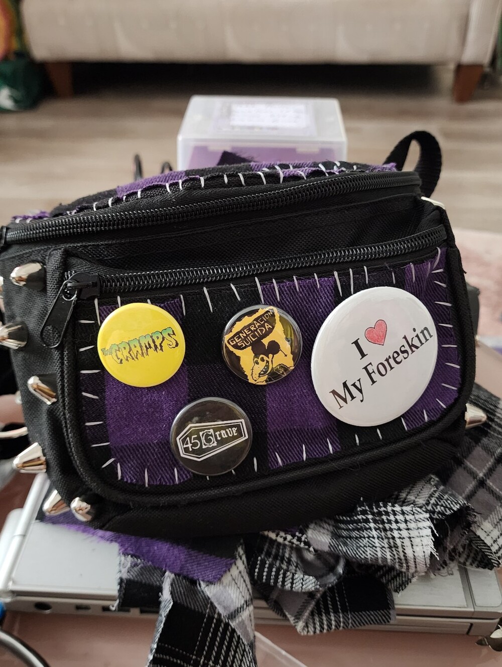 DIY Purple Plaid Punk Fannypack